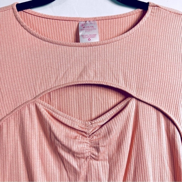 NWT NOBO Junior’s Sz XLarge Pink Round Neck Short Sleeve Ribbed Sweetheart Top - Picture 6 of 9